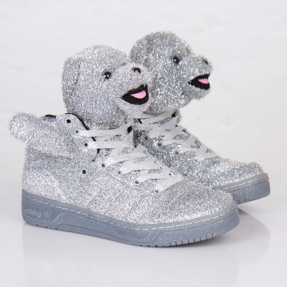 Adidas ObyO Jeremy Scott silver Bears sneakers 9.5